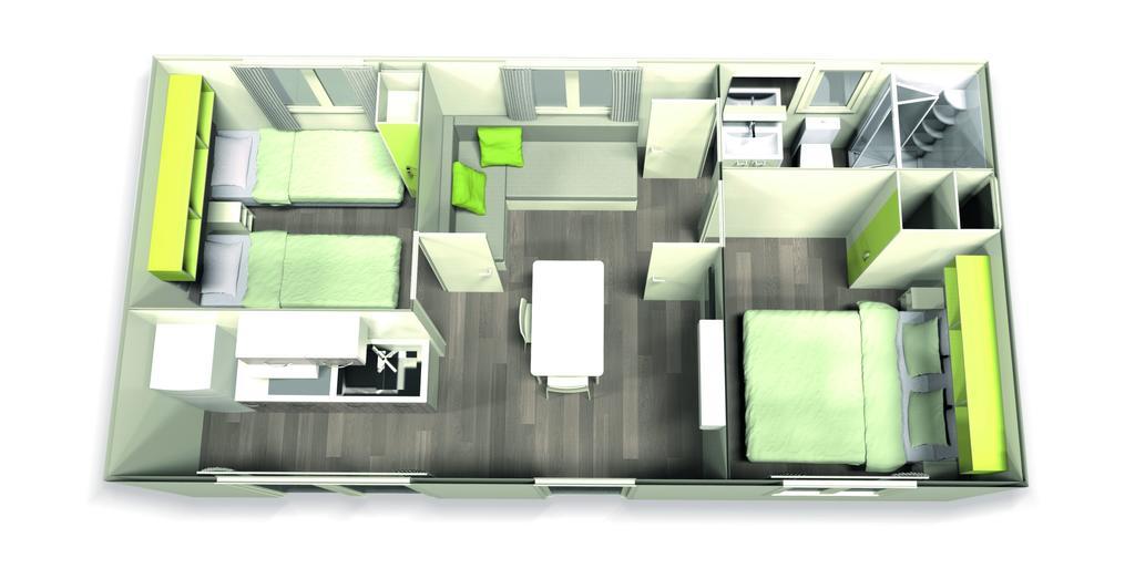 Comfort Mobilheim mit 2 Schlafzimmern und Terrasse (4 Erwachsene)