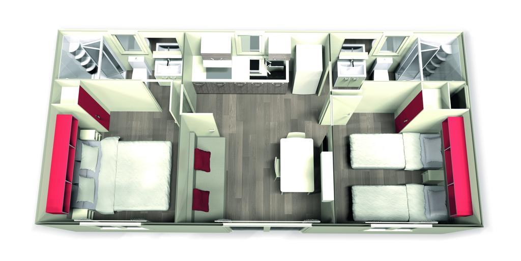 Premium Mobilheim mit 2 Schlafzimmern und Terrasse